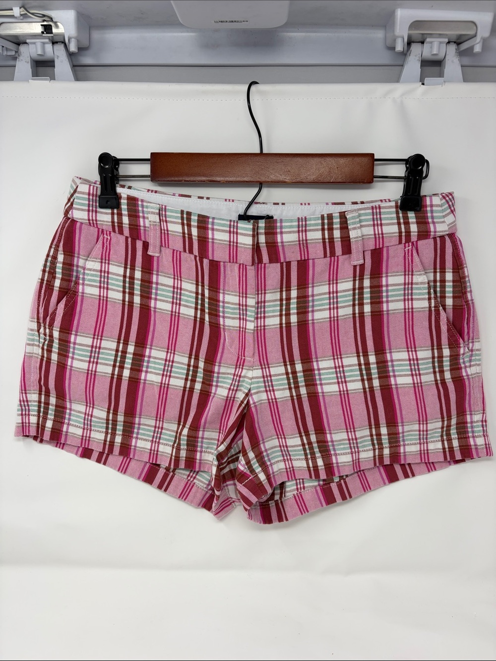 J. Crew Pink Plaid Cotton Shorts Size 6 Excellent Condition
